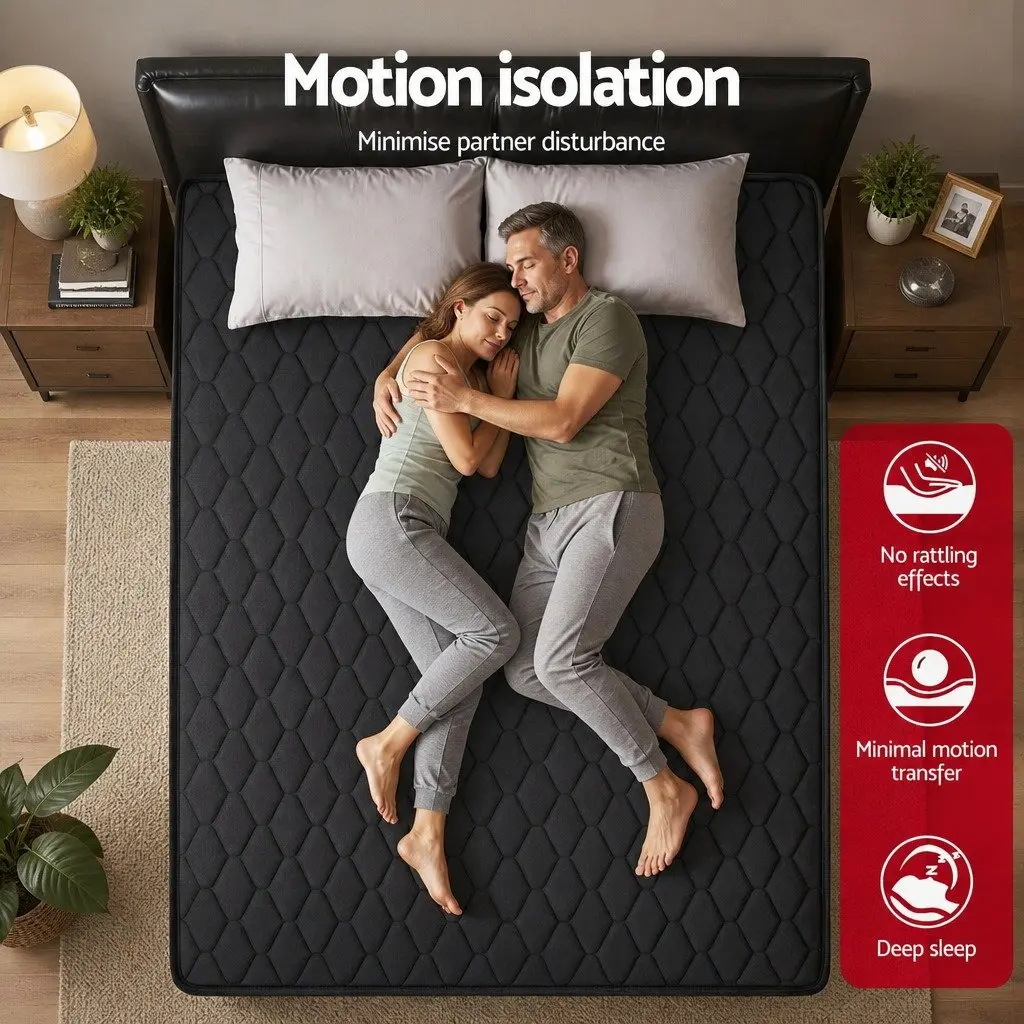 Double Mattress 34cm Euro Top 5-Zone Pocket Spring Support Black Bed