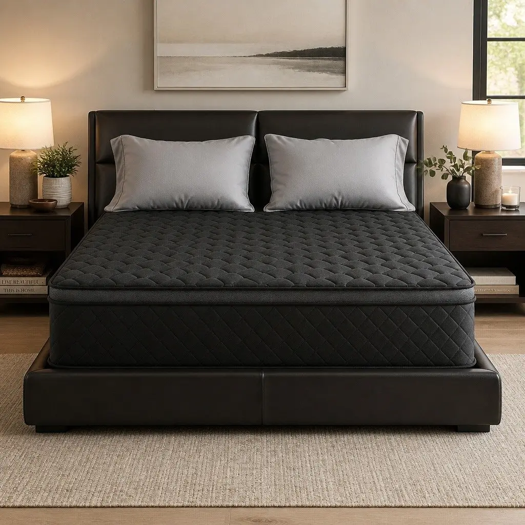 King Size Mattress 34cm Black High-Density Foam Euro Top 5-Zone Pocket Spring Medium Firm