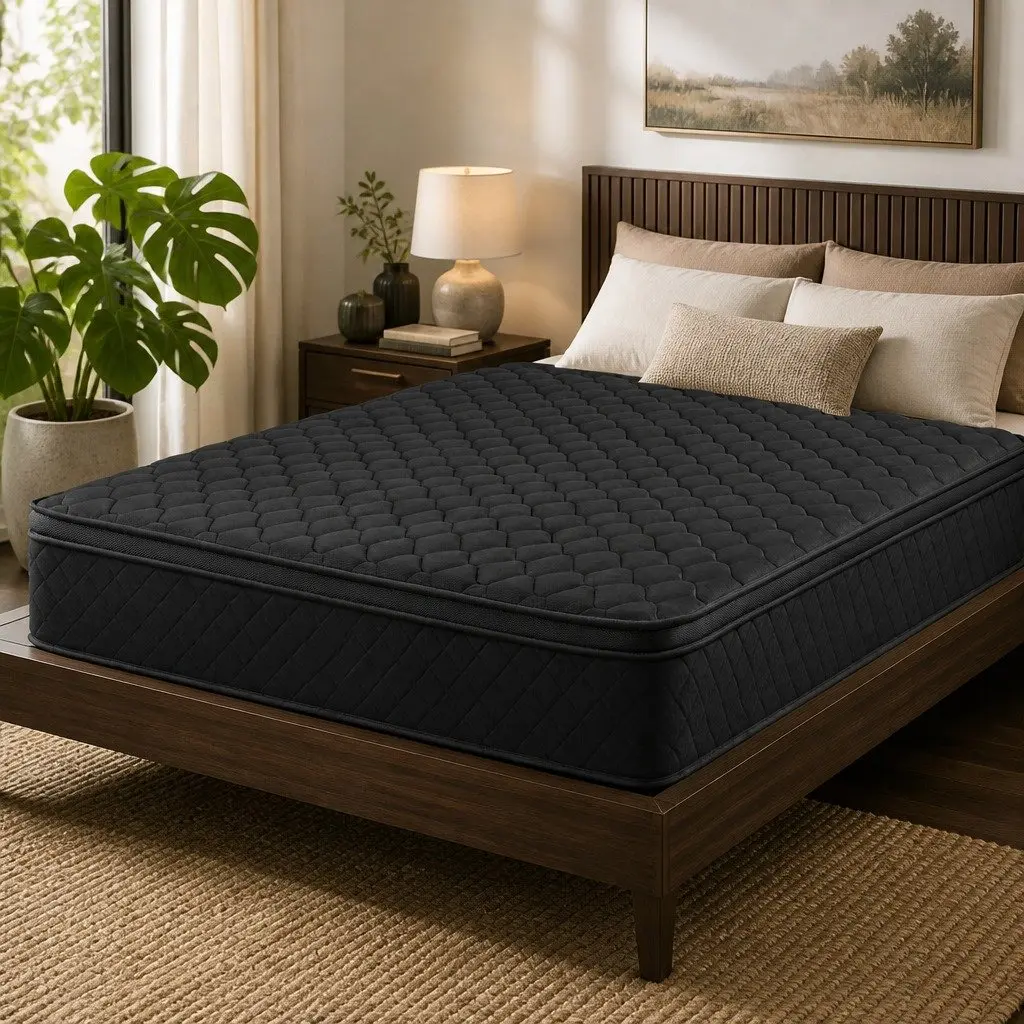 King Size Mattress 34cm Black High-Density Foam Euro Top 5-Zone Pocket Spring Medium Firm