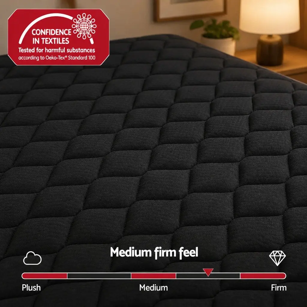 King Size Mattress 34cm Black High-Density Foam Euro Top 5-Zone Pocket Spring Medium Firm