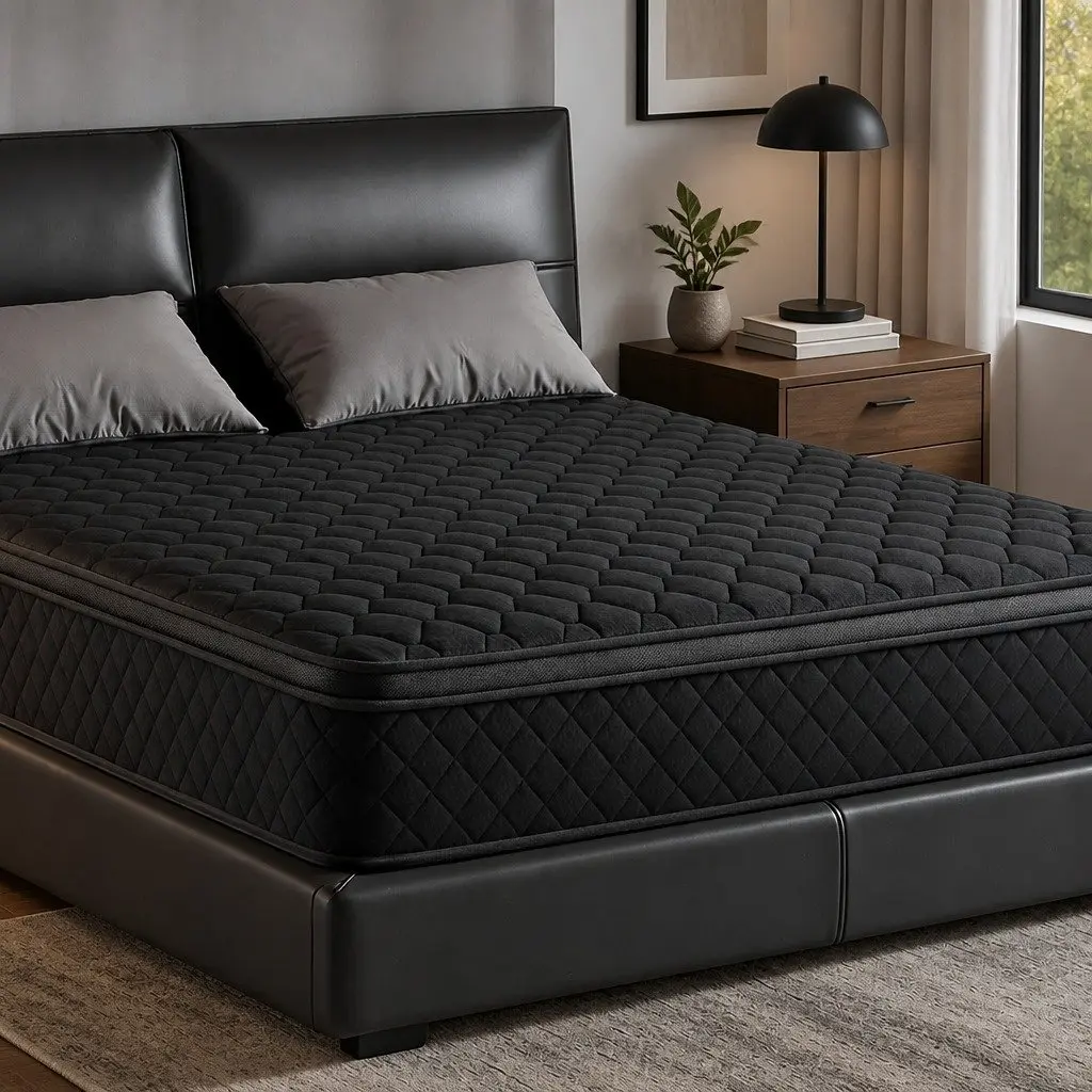 Queen Mattress 34cm Euro Top 5-Zone Pocket Spring Medium Firm Black Bed