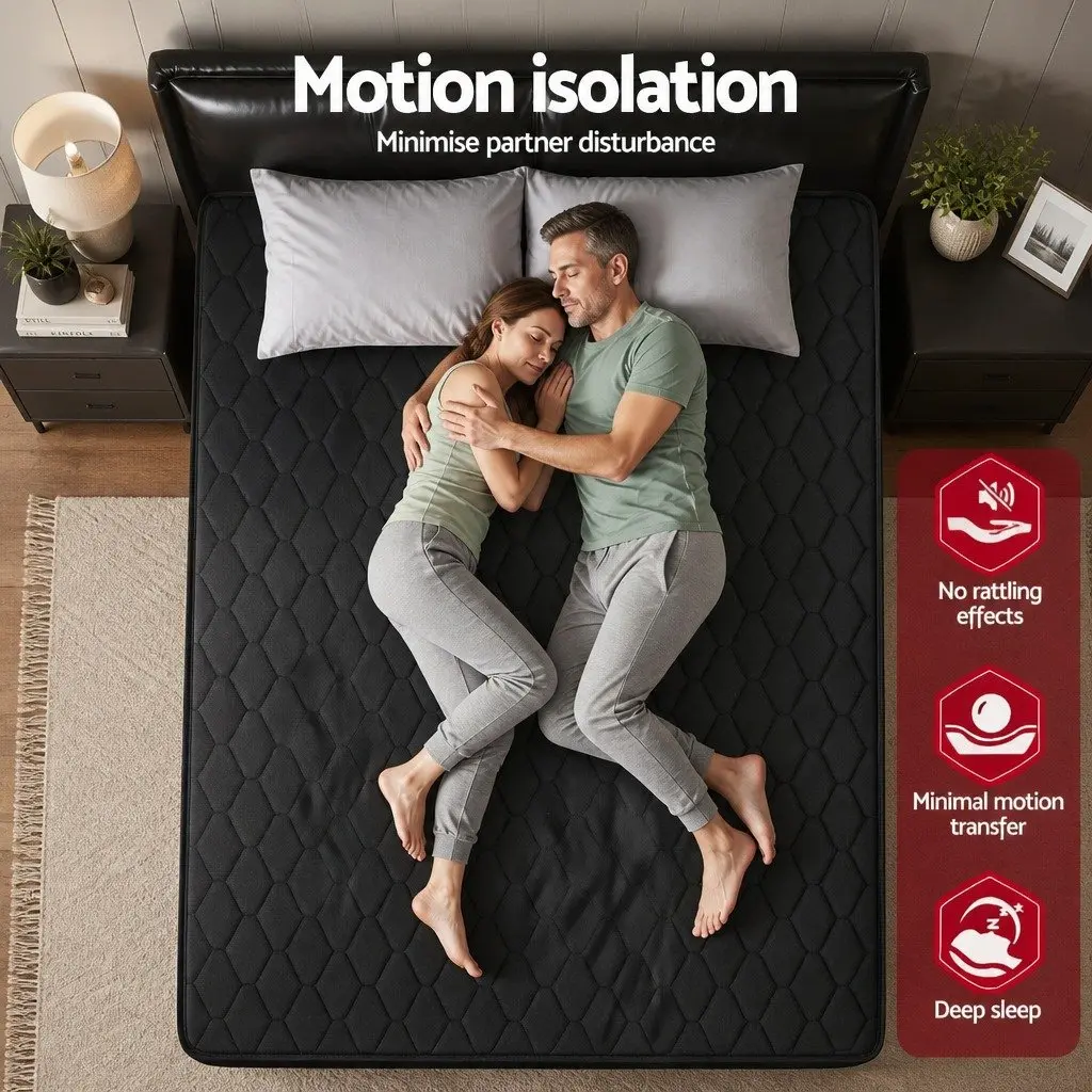 Queen Mattress 34cm Euro Top 5-Zone Pocket Spring Medium Firm Black Bed