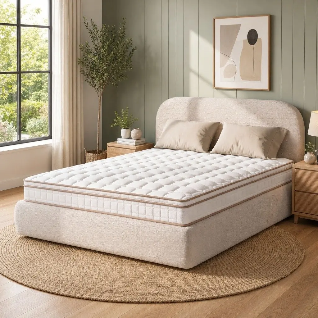 Queen Mattress 20cm Firm Pocket Spring Bed Breathable White Sleep Support
