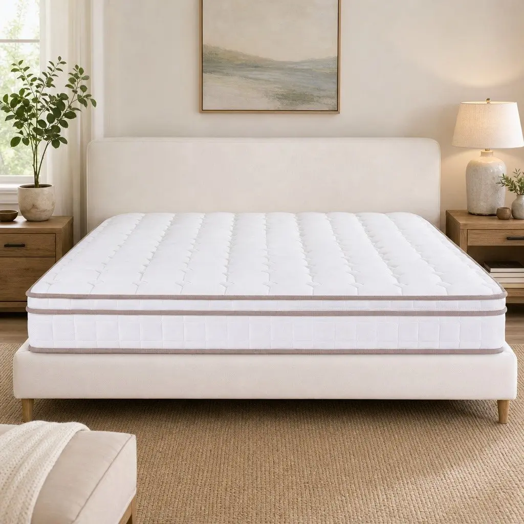 Queen Mattress 20cm Firm Pocket Spring Bed Breathable White Sleep Support