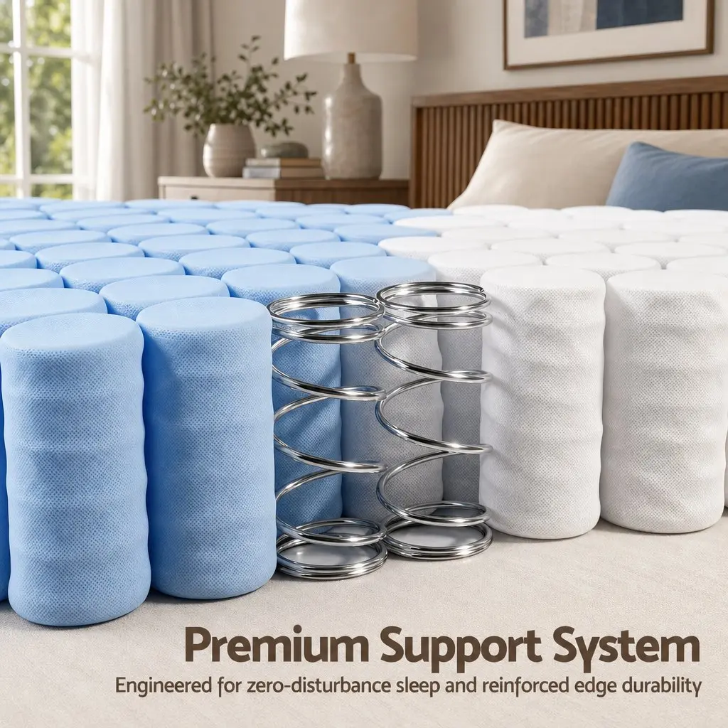 Queen Mattress 20cm Firm Pocket Spring Bed Breathable White Sleep Support