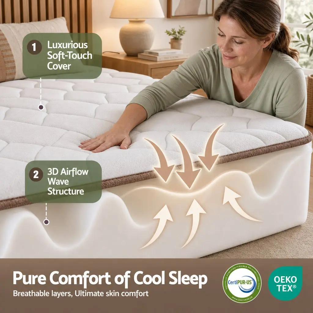 Queen Mattress 20cm Firm Pocket Spring Bed Breathable White Sleep Support