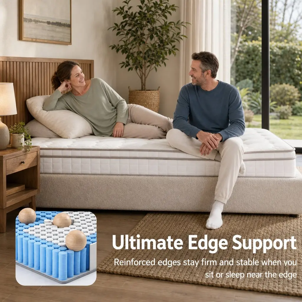 Queen Mattress 20cm Firm Pocket Spring Bed Breathable White Sleep Support