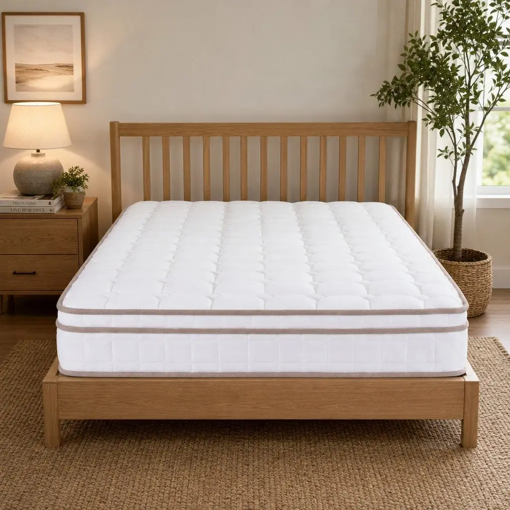 Single Mattress White Pocket Spring Euro Top 20cm Firm Bedroom