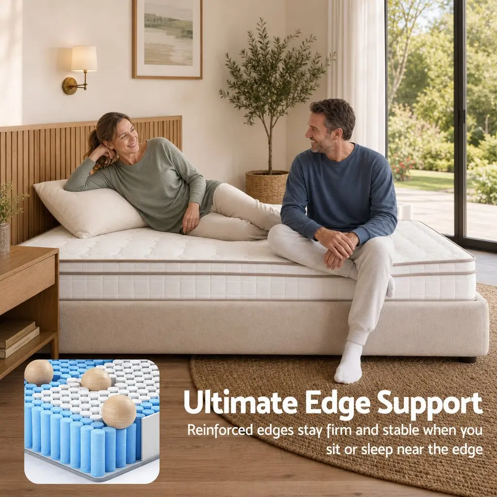 Single Mattress White Pocket Spring Euro Top 20cm Firm Bedroom