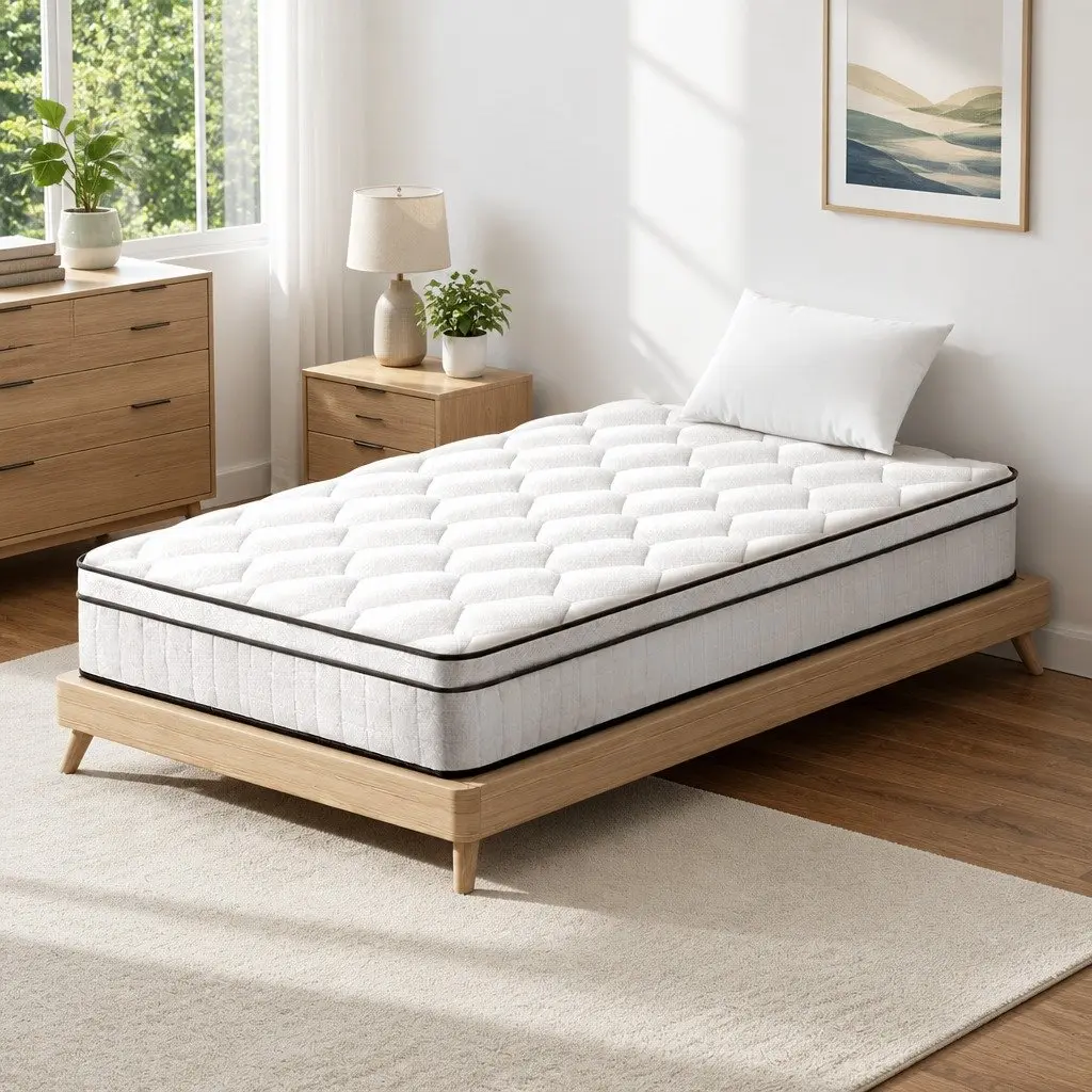 King Single Mattress 22cm Euro Top Medium Firm Pocket Spring Velvet White