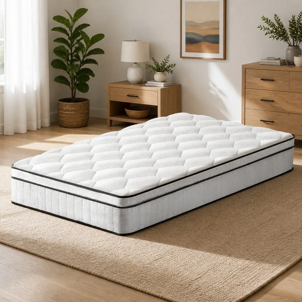 King Single Mattress 22cm Euro Top Medium Firm Pocket Spring Velvet White