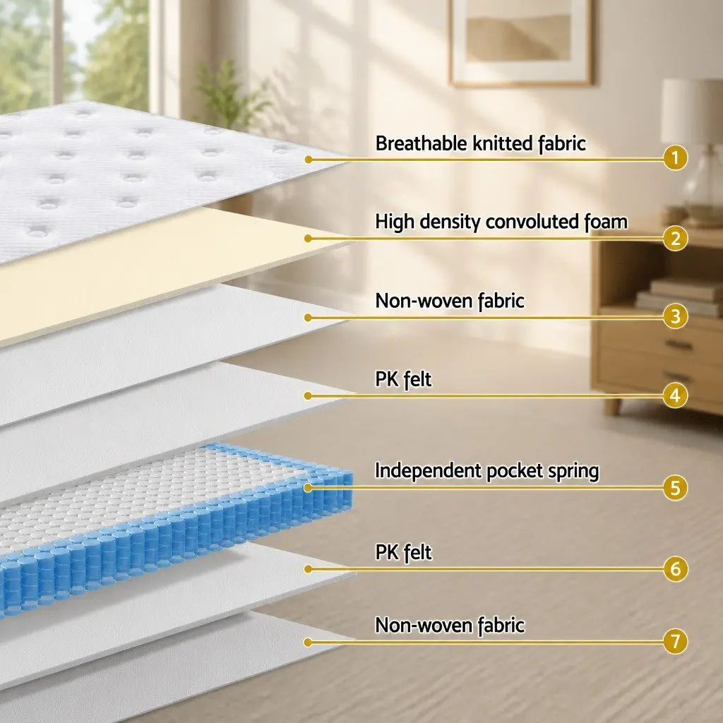 King Single Mattress 30cm Thick Medium Firm Euro Top Pocket Spring Sleep Bed