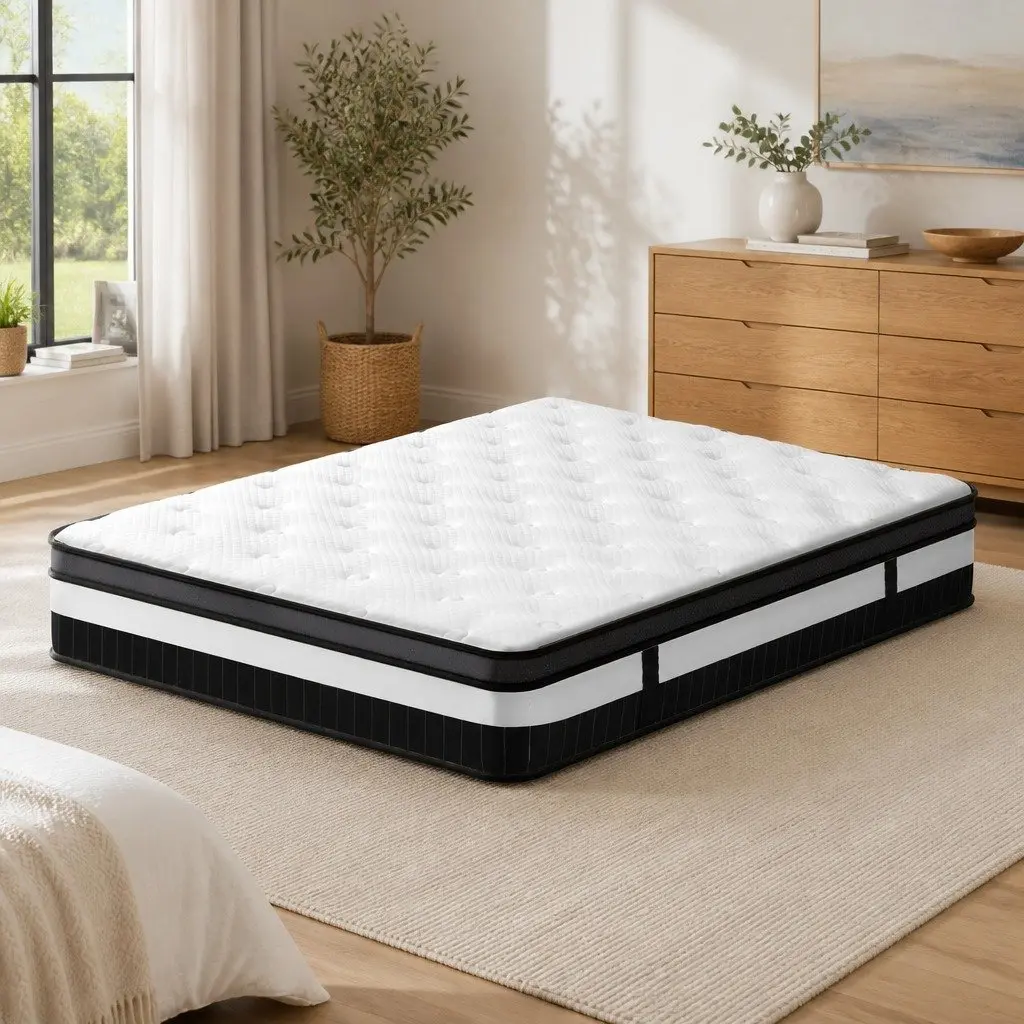 King Size Mattress 30cm White Pocket Spring Euro Top Medium Firm Support