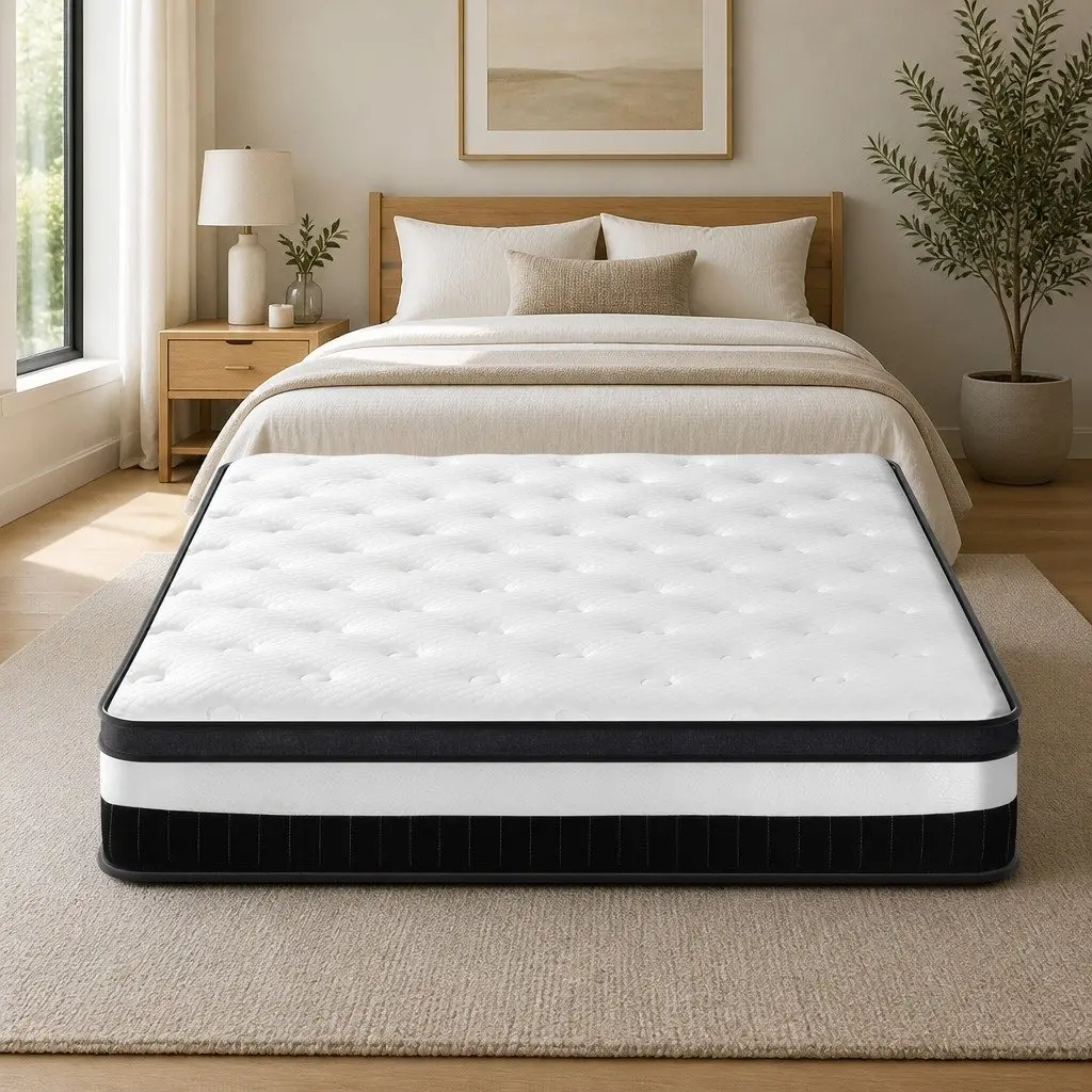 King Size Mattress 30cm White Pocket Spring Euro Top Medium Firm Support