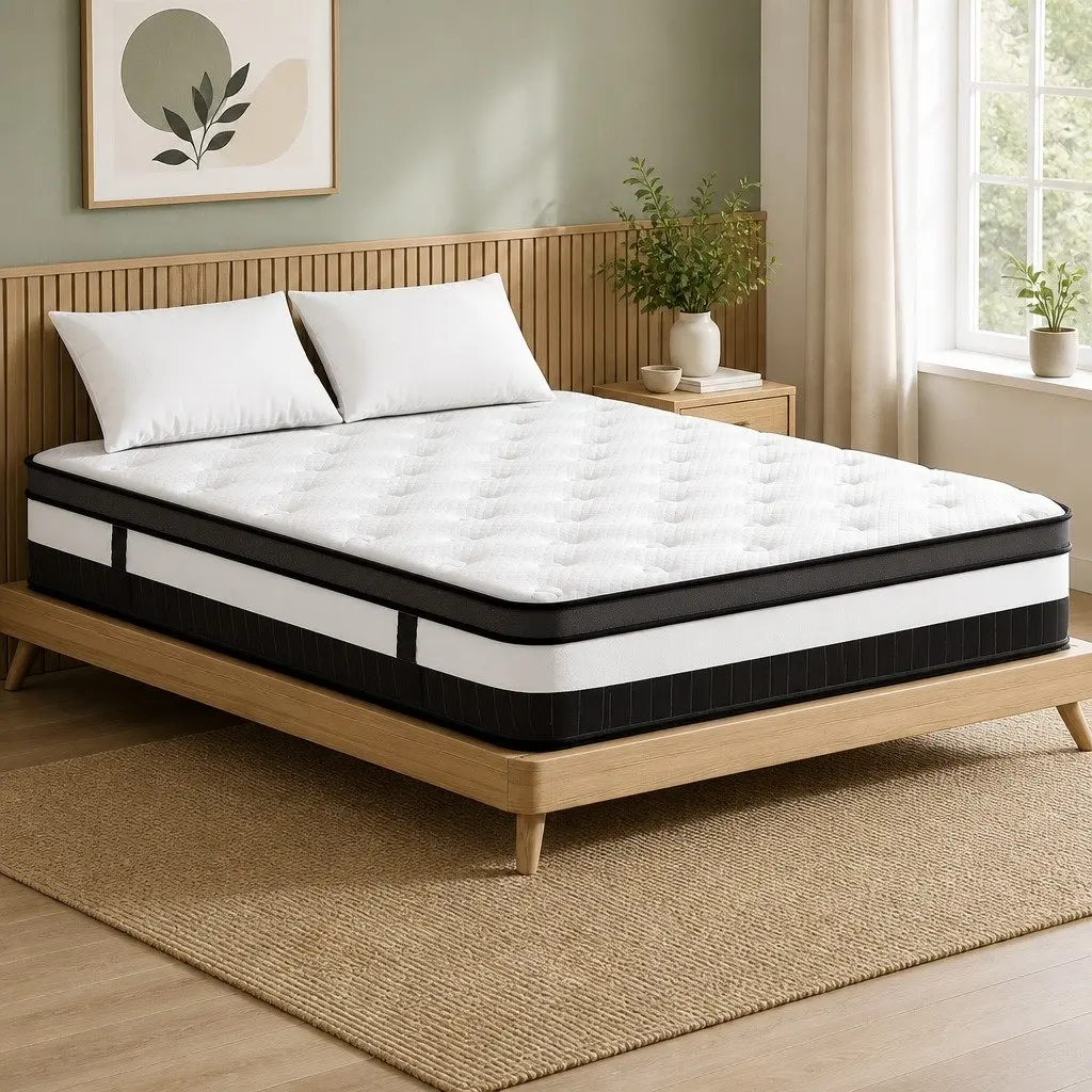 Queen Mattress Pocket Spring Euro Top 30cm Medium Firm White