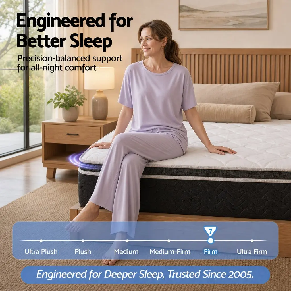 King Single Mattress Copper Memory Foam 35cm Firm 7-Zone Pocket Spring Black or White