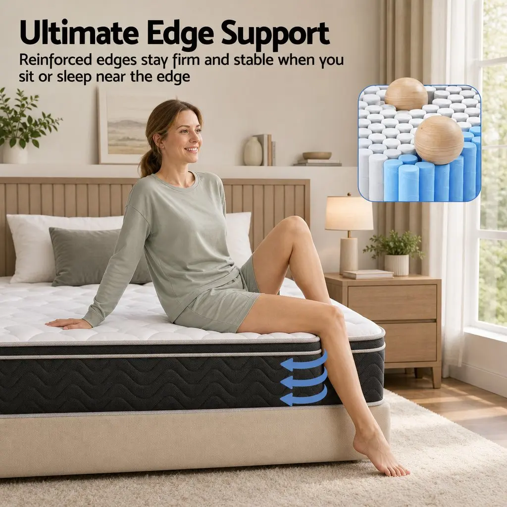 King Single Mattress Copper Memory Foam 35cm Firm 7-Zone Pocket Spring Black or White