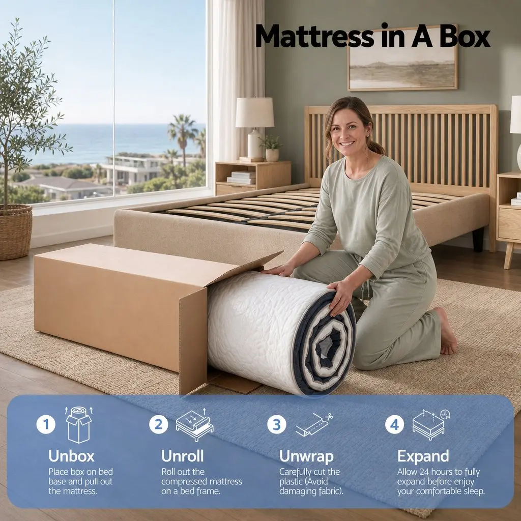 King Single Mattress Copper Memory Foam 35cm Firm 7-Zone Pocket Spring Black or White