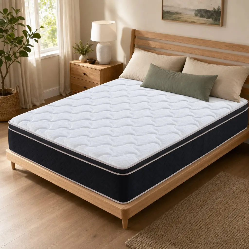 Double Mattress 35cm Firm Copper Memory Foam 7-Zone Pocket Springs Edge Support Black White