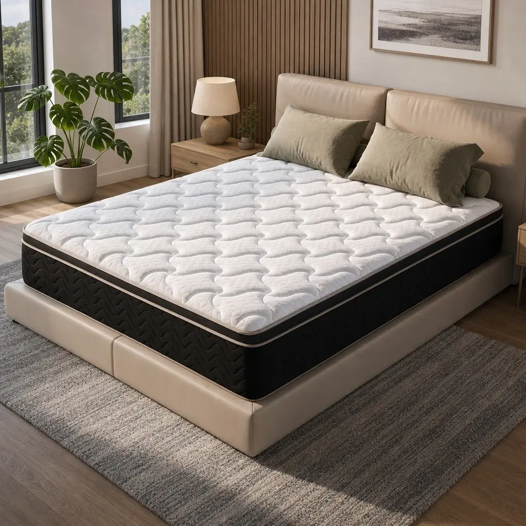 Double Mattress 35cm Firm Copper Memory Foam 7-Zone Pocket Springs Edge Support Black White