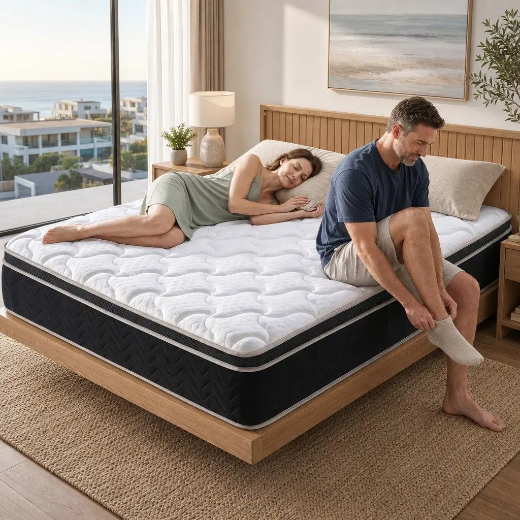 Double Mattress 35cm Firm Copper Memory Foam 7-Zone Pocket Springs Edge Support Black White