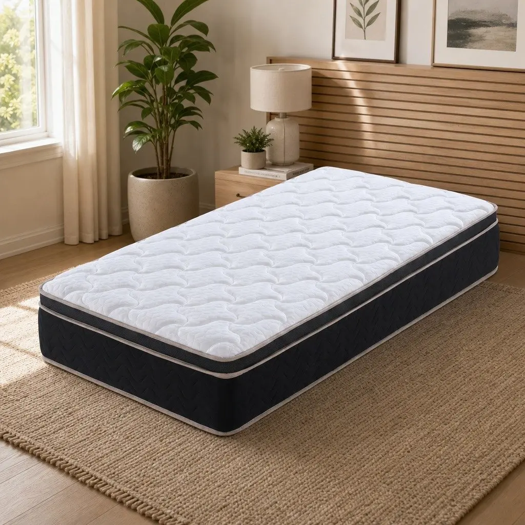 Single Mattress 35cm Firm Pocket Spring Copper Memory Foam Euro Top Black or White