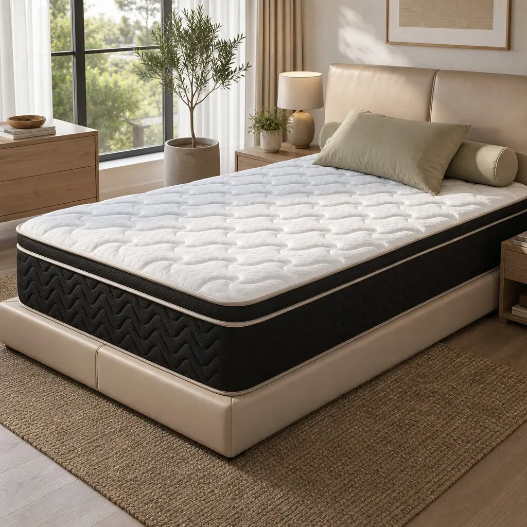 Single Mattress 35cm Firm Pocket Spring Copper Memory Foam Euro Top Black or White