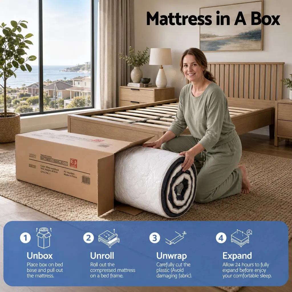 Single Mattress 35cm Firm Pocket Spring Copper Memory Foam Euro Top Black or White