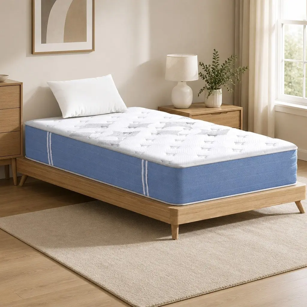 King Single Mattress Pocket Spring 25cm Euro Top Medium Firm Support Bamboo Fibre