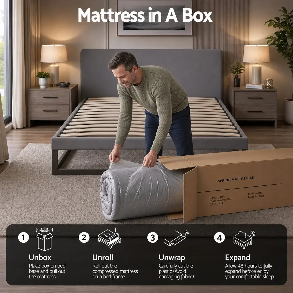 King Size Mattress 30cm Pocket Spring 5-Zone Support Firm Comfort Grey