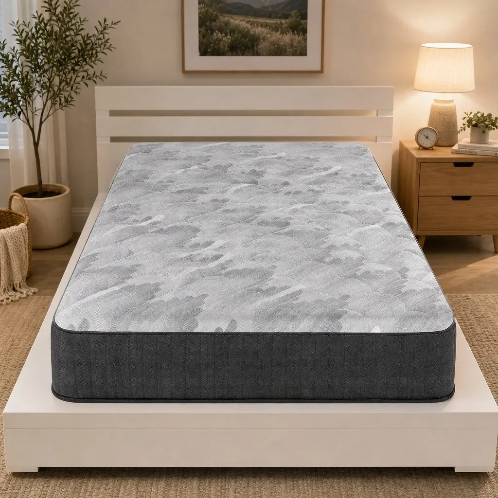 Single Mattress 30cm Grey Firm Pocket Spring Support System Breathable Fabric