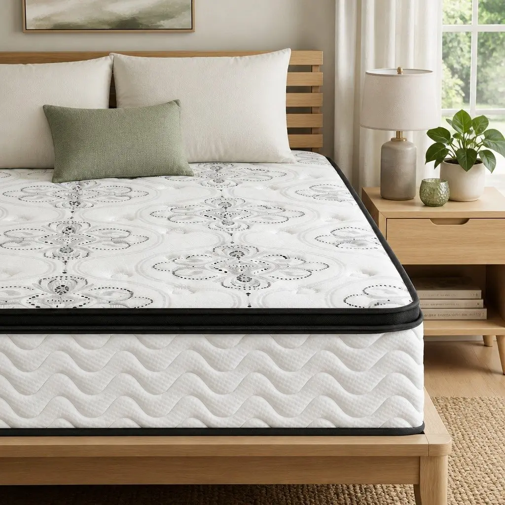 Queen Mattress 30cm Pocket Spring Euro Top Medium Firm Foam Breathable Sleep Bed
