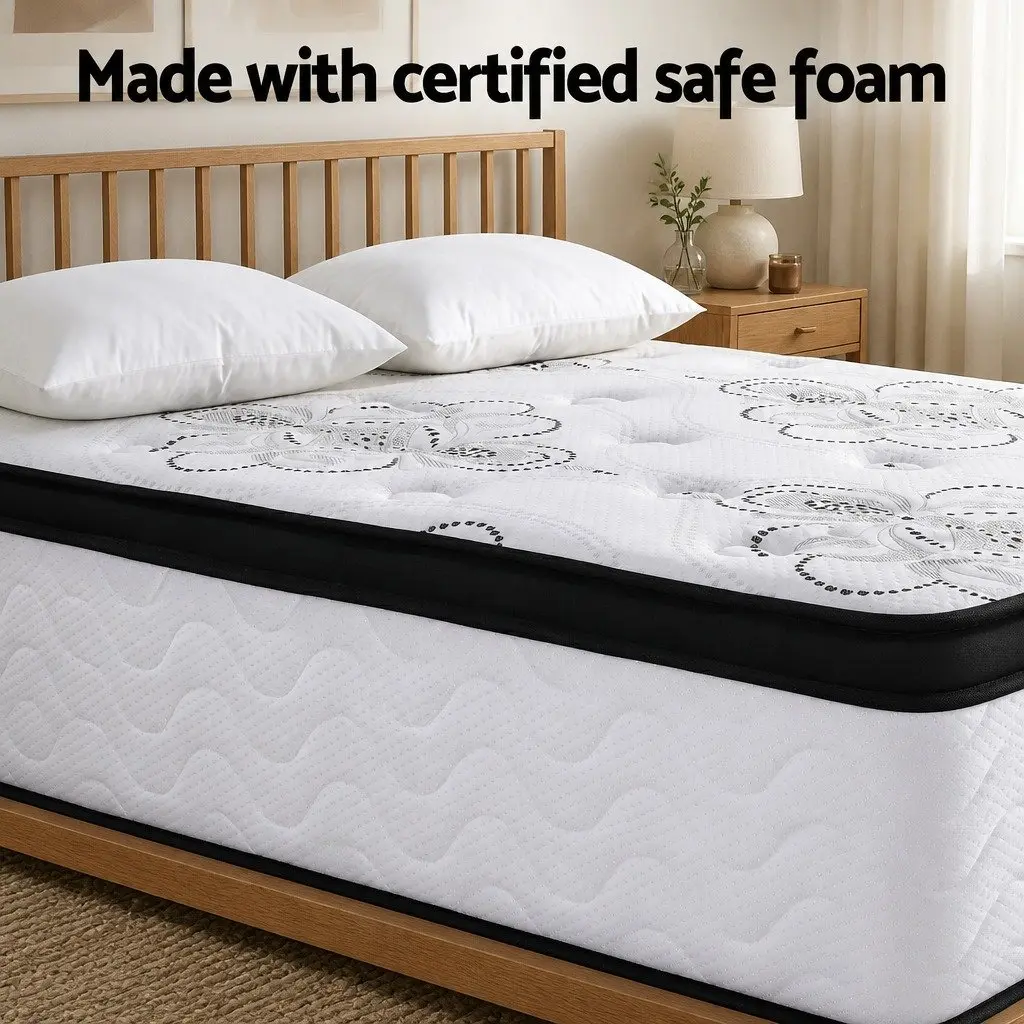 Queen Mattress 30cm Pocket Spring Euro Top Medium Firm Foam Breathable Sleep Bed
