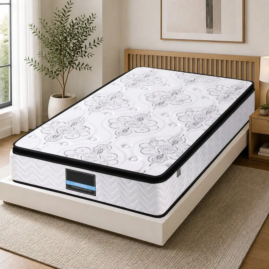 Single Mattress 30cm Pocket Spring Euro Top Medium Firm Foam Breathable Knitted