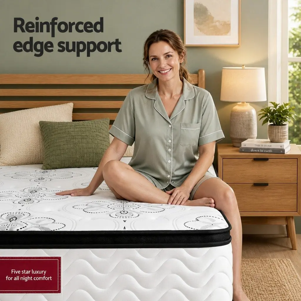 Single Mattress 30cm Pocket Spring Euro Top Medium Firm Foam Breathable Knitted