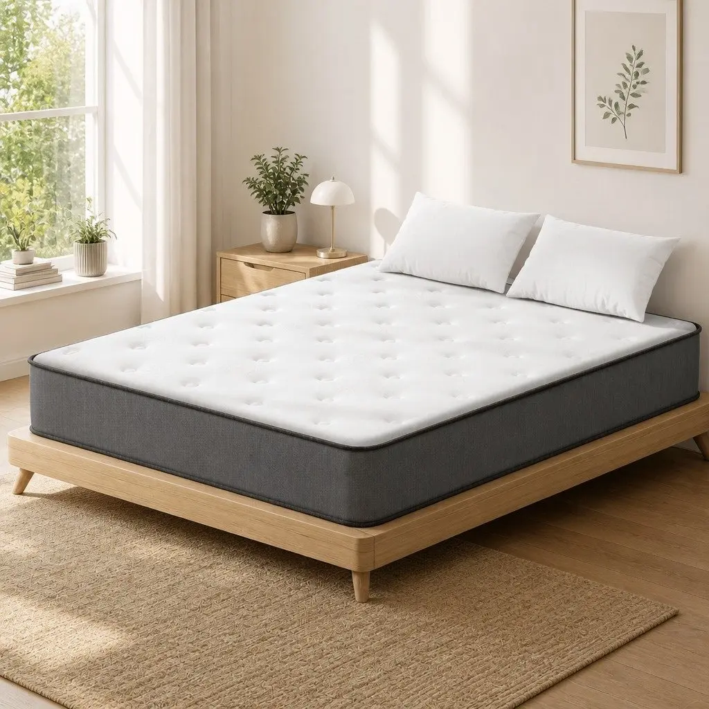 Double Mattress Extra Firm Support 23cm Tight Top Hypoallergenic Dust Mite Resistant Grey White