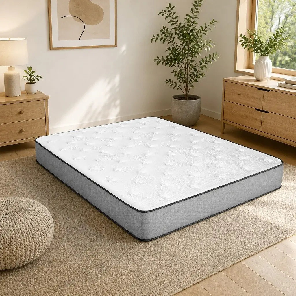 Double Mattress Extra Firm Support 23cm Tight Top Hypoallergenic Dust Mite Resistant Grey White