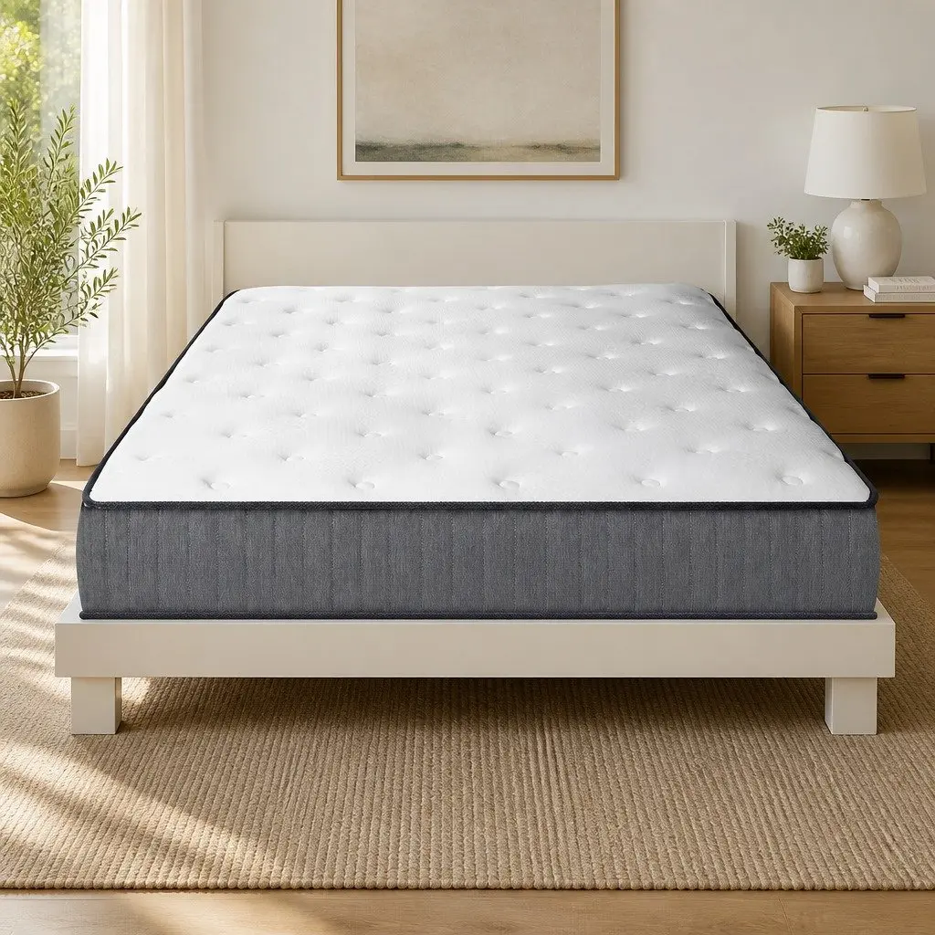 Double Mattress Extra Firm Support 23cm Tight Top Hypoallergenic Dust Mite Resistant Grey White