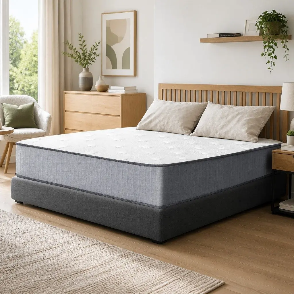 Double Mattress Extra Firm Support 23cm Tight Top Hypoallergenic Dust Mite Resistant Grey White