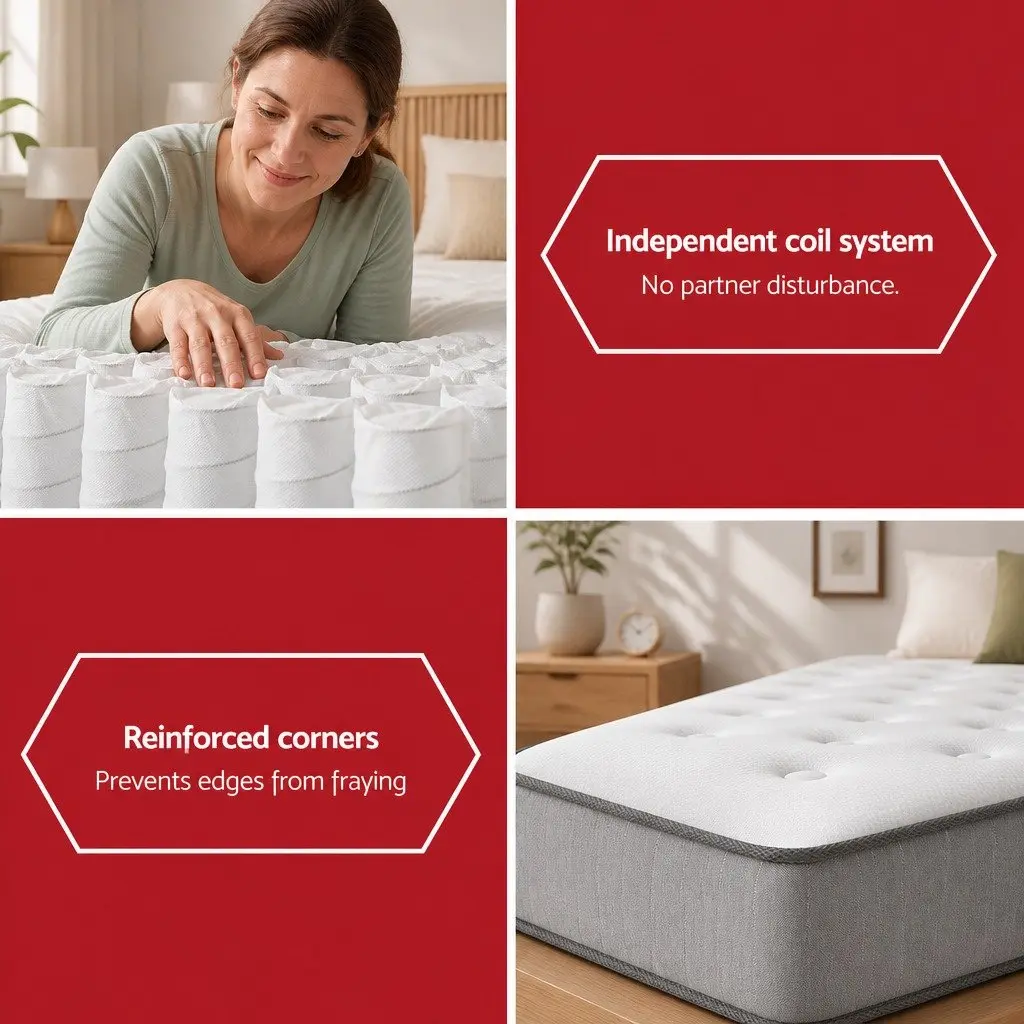 Double Mattress Extra Firm Support 23cm Tight Top Hypoallergenic Dust Mite Resistant Grey White