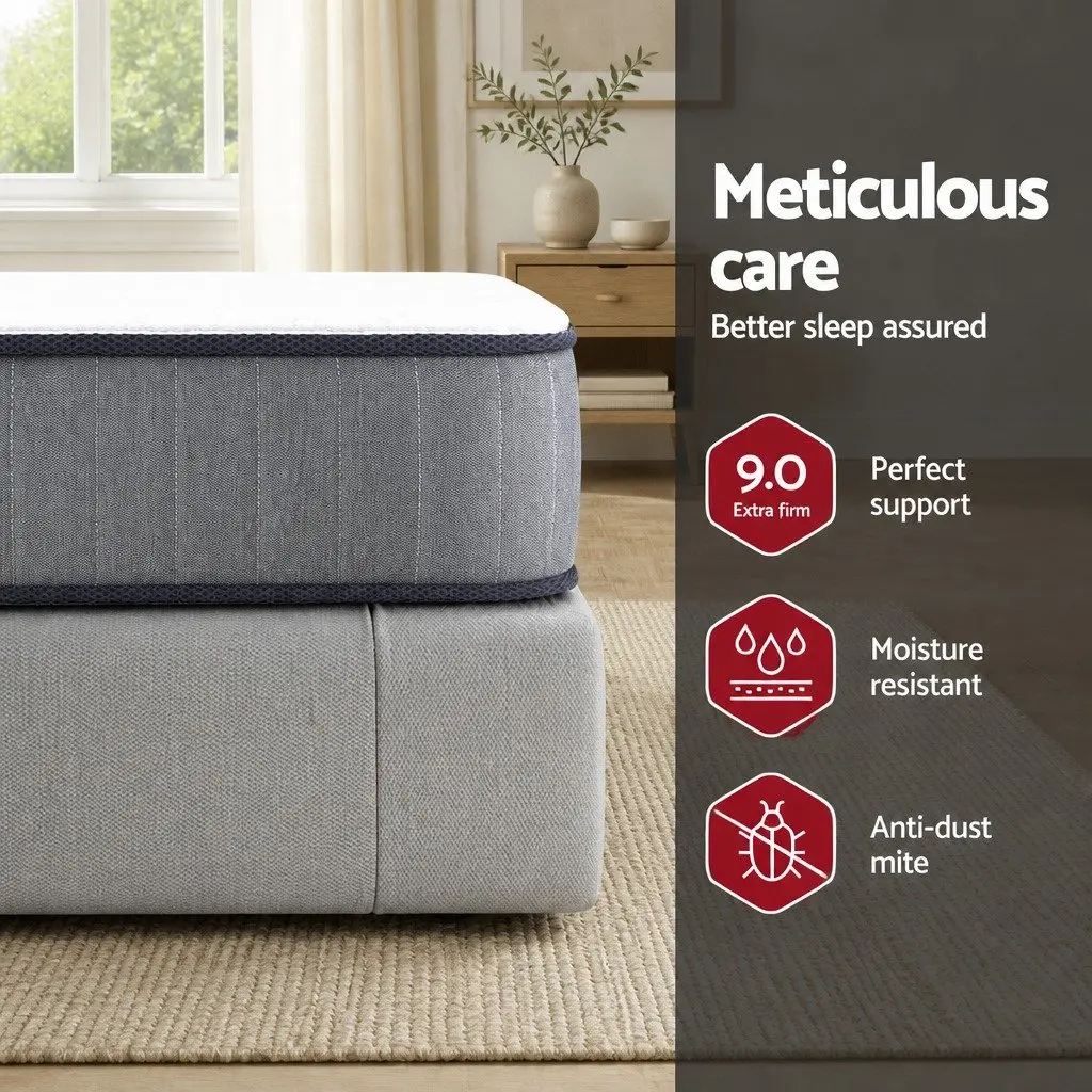 Queen Mattress 23cm Extra Firm Tight Top Hypoallergenic Dust Mite Resistant