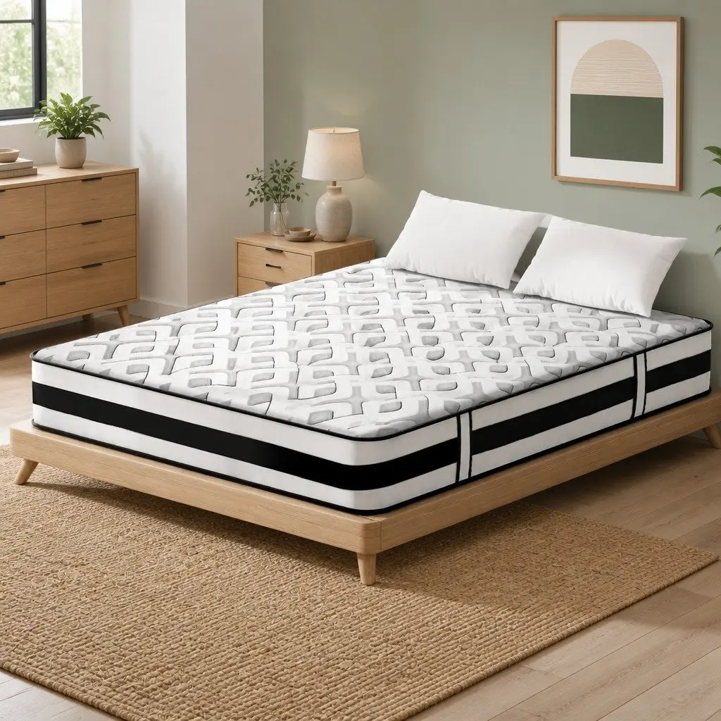 Double Mattress Grey 24cm Pocket Spring Ultra Firm Tight Top Construction