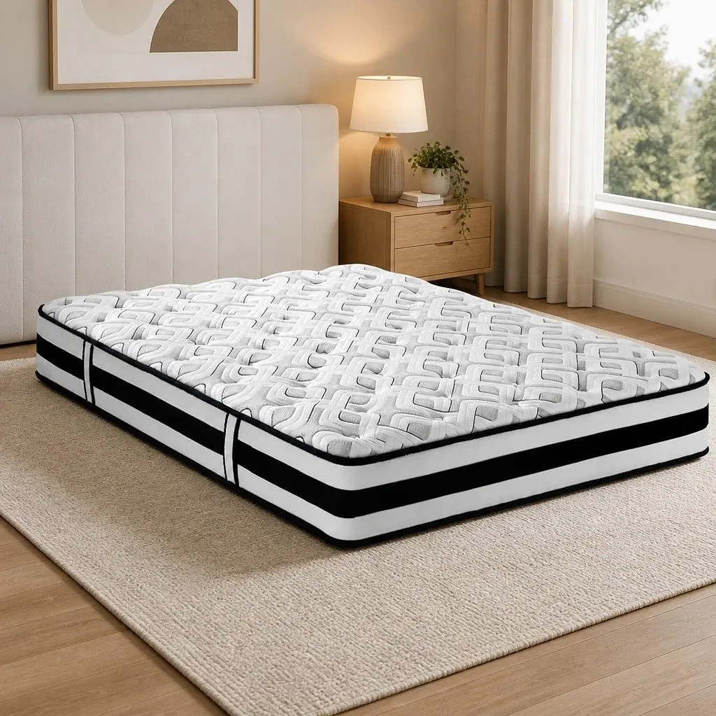 Double Mattress Grey 24cm Pocket Spring Ultra Firm Tight Top Construction