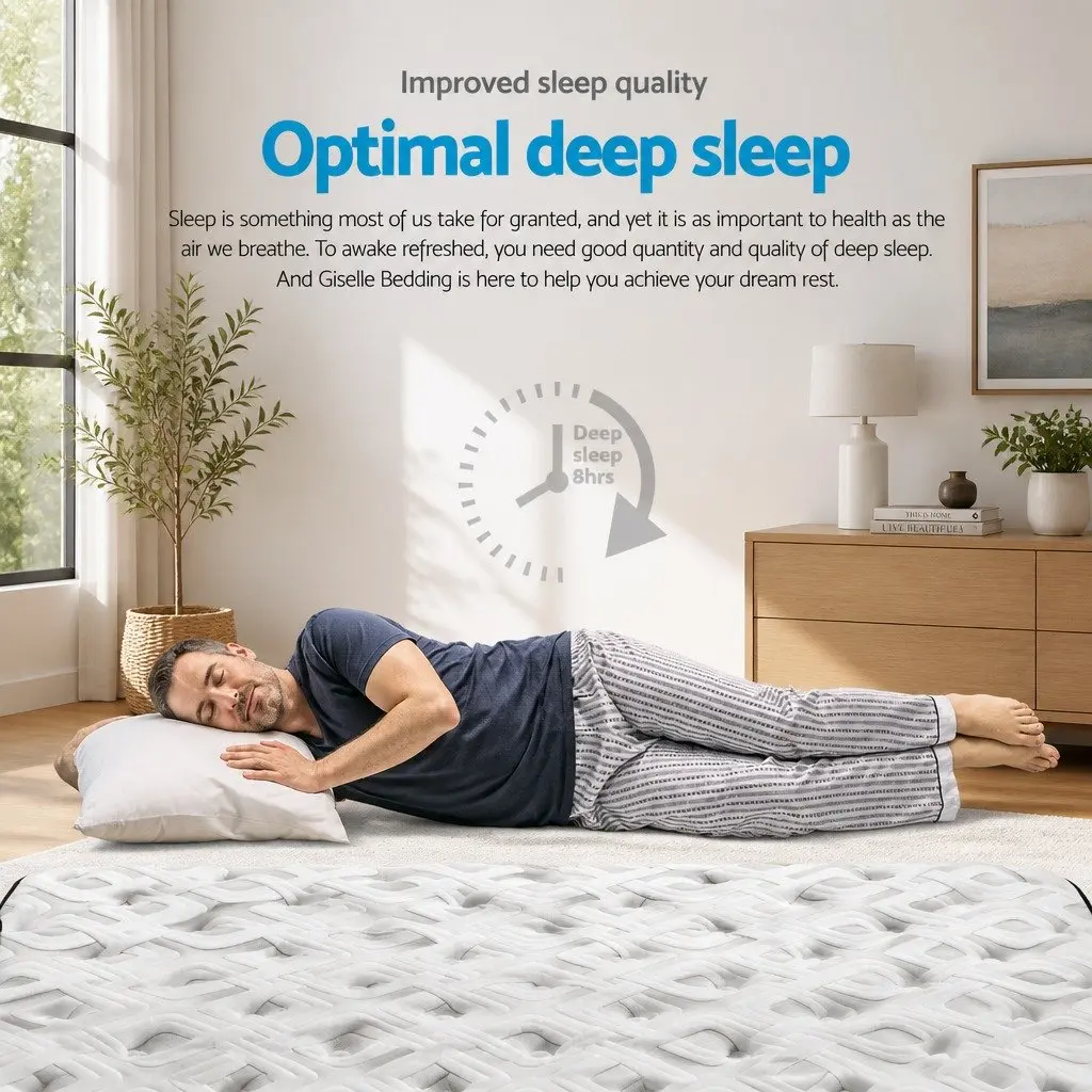 Double Mattress Grey 24cm Pocket Spring Ultra Firm Tight Top Construction