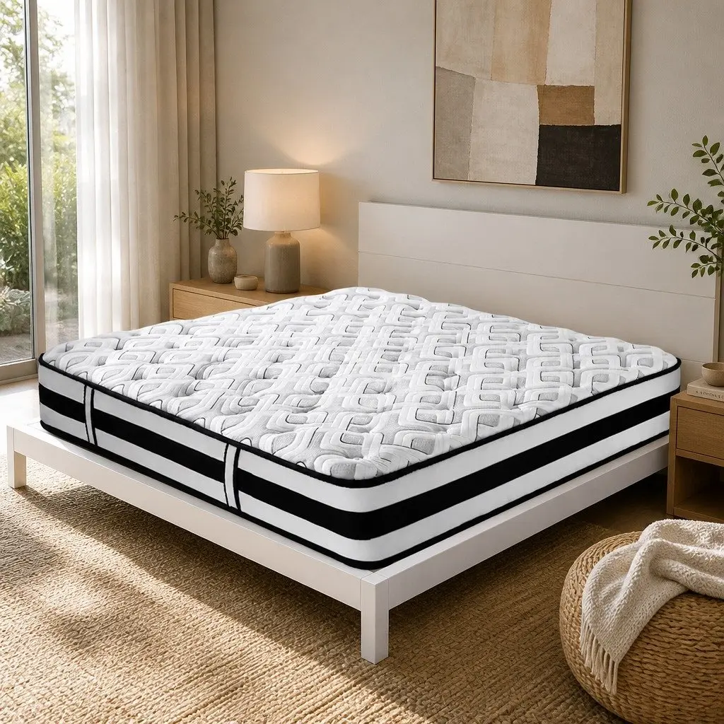 King Size Mattress Grey Ultra Firm Pocket Spring Support 24cm Tight Top