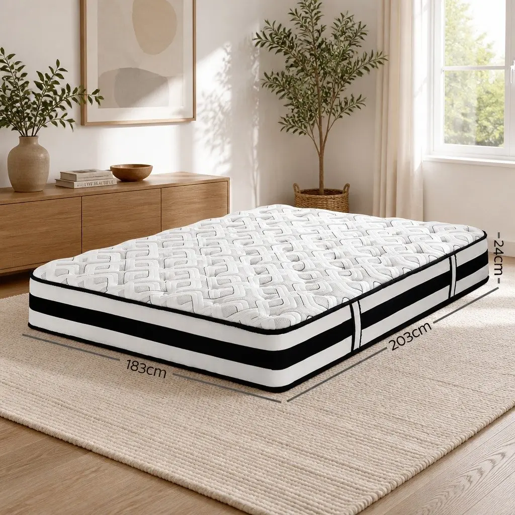 King Size Mattress Grey Ultra Firm Pocket Spring Support 24cm Tight Top