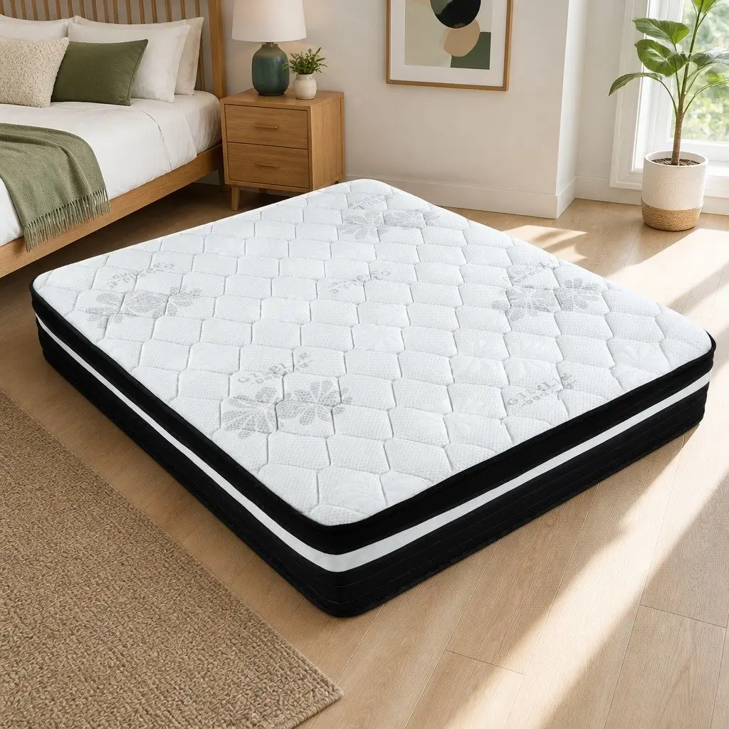 Double Mattress 28cm Ultra Firm Pocket Spring Black Grey White