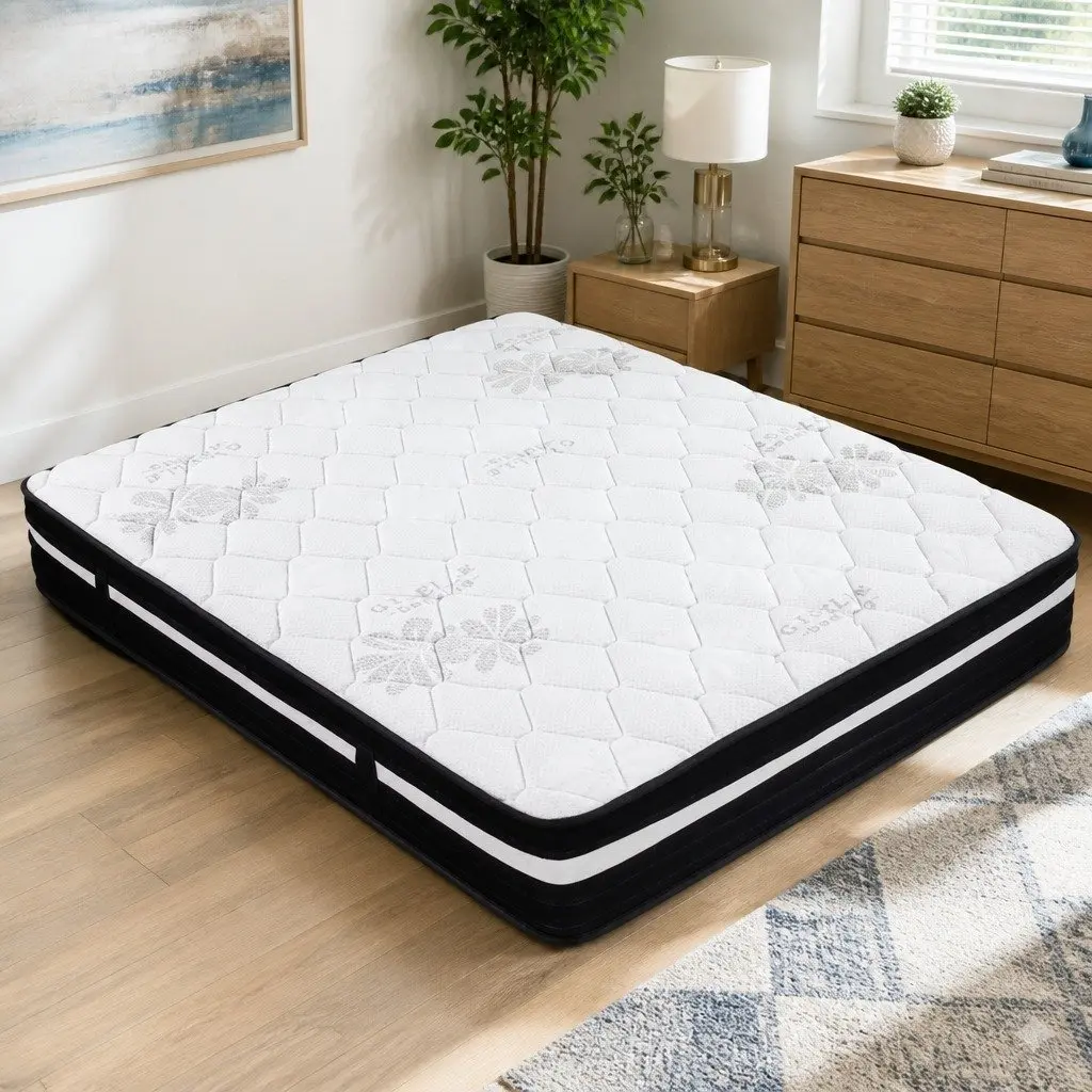 King Size Mattress Ultra Firm 28cm Pocket Spring Hypo-allergenic Black Grey White