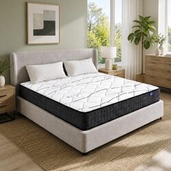 Queen Mattress 16cm Medium Firm Bonnell Spring Bed Sleep Support White