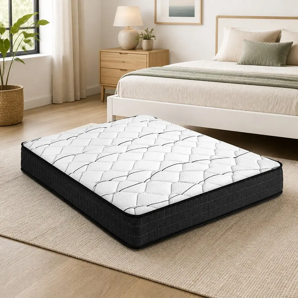 Queen Mattress Bonnell Spring Medium Firm 16cm White Soft Quilting Layer Support